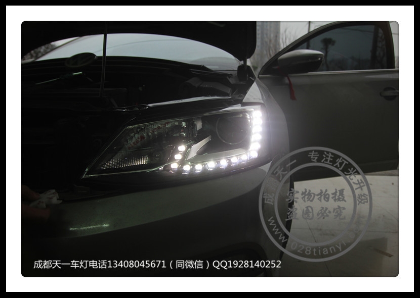 成都大眾新速騰改車燈升級(jí)高配大燈日行燈