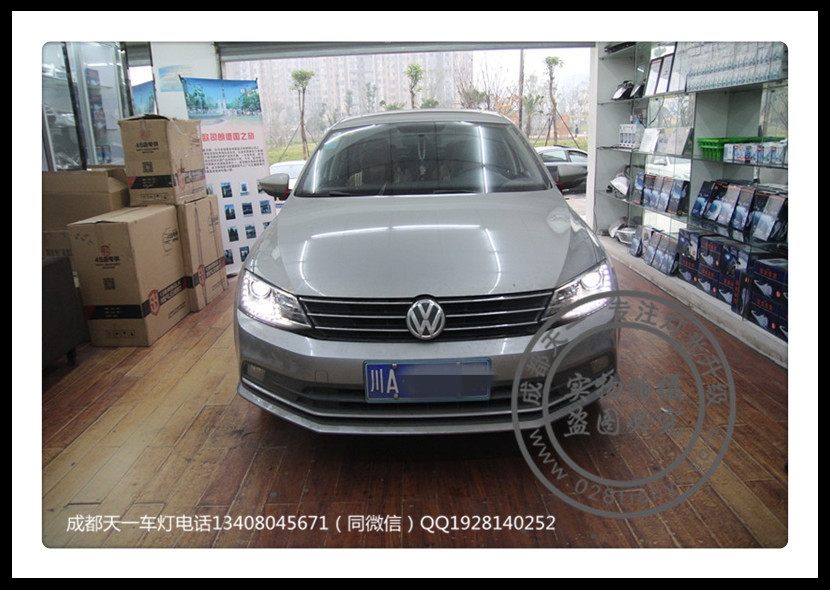 成都大眾新速騰改車燈升級(jí)高配大燈日行燈