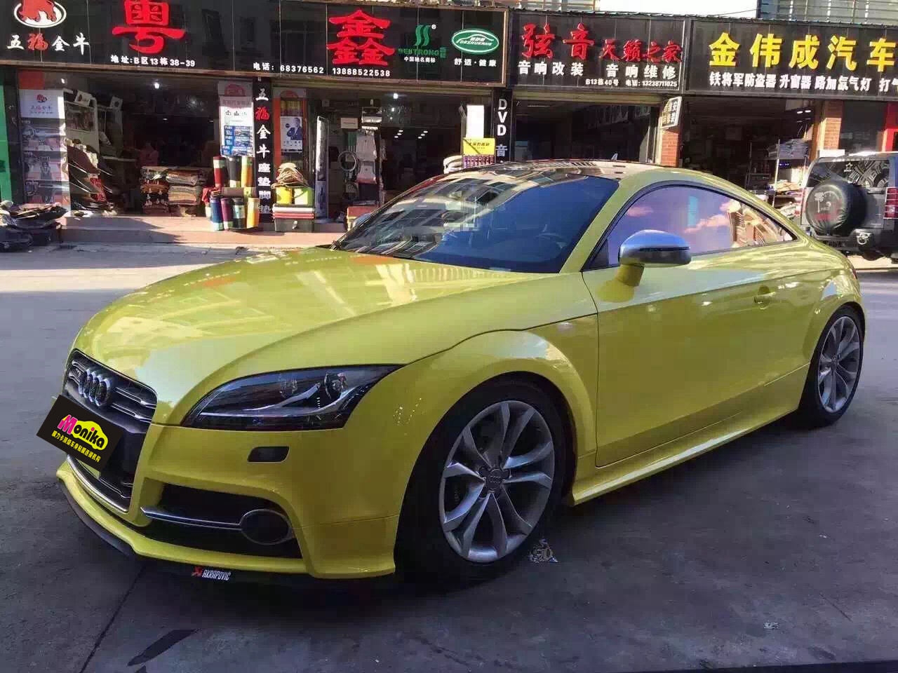 奧迪TT變身高亮糖果黃（原灰色漆面0