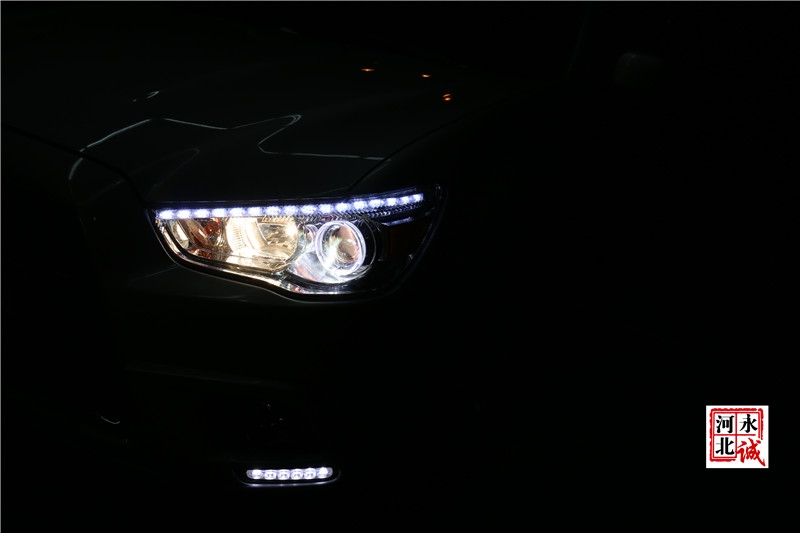 【永誠汽車】石家莊專業(yè)車燈升級，三菱翼神改裝氙氣燈，雙光透鏡，日行燈，天使眼紅色惡魔眼