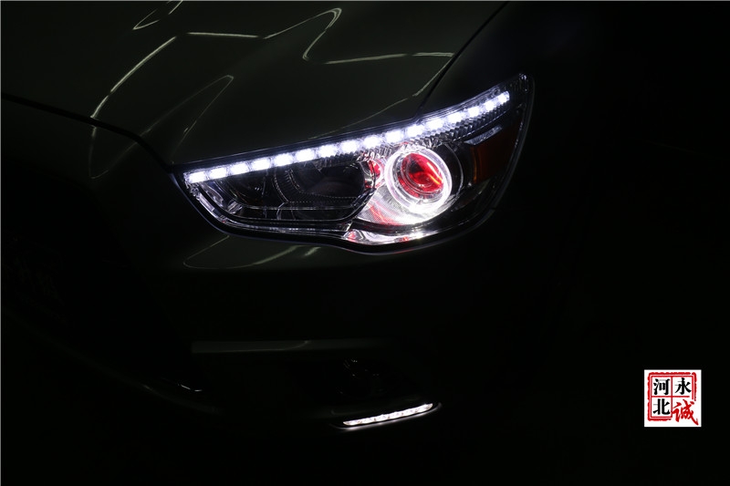【永誠汽車】石家莊專業(yè)車燈升級，三菱翼神改裝氙氣燈，雙光透鏡，日行燈，天使眼紅色惡魔眼