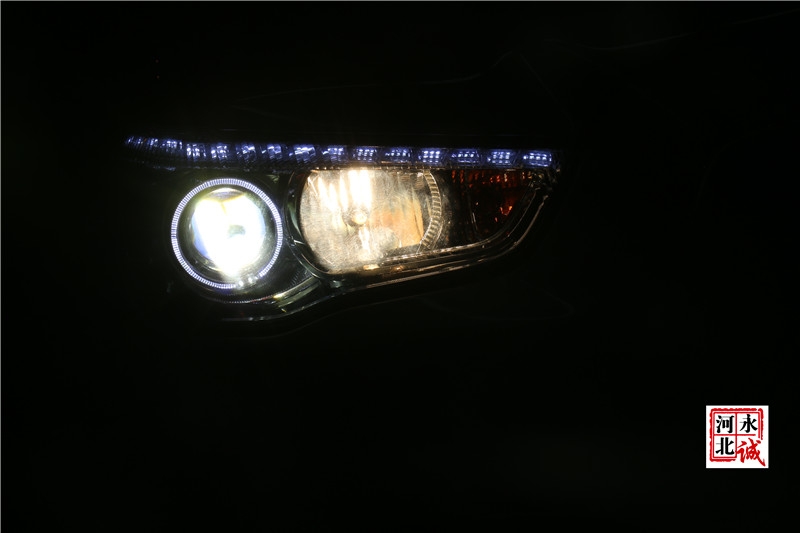 【永誠汽車】石家莊專業(yè)車燈升級，三菱翼神改裝氙氣燈，雙光透鏡，日行燈，天使眼紅色惡魔眼