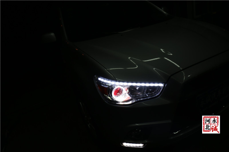 【永誠汽車】石家莊專業(yè)車燈升級，三菱翼神改裝氙氣燈，雙光透鏡，日行燈，天使眼紅色惡魔眼