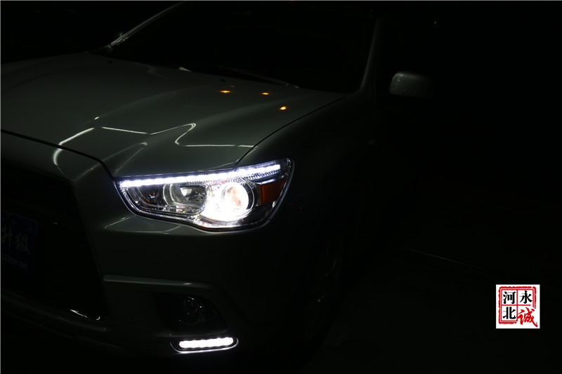 【永誠汽車】石家莊專業(yè)車燈升級，三菱翼神改裝氙氣燈，雙光透鏡，日行燈，天使眼紅色惡魔眼