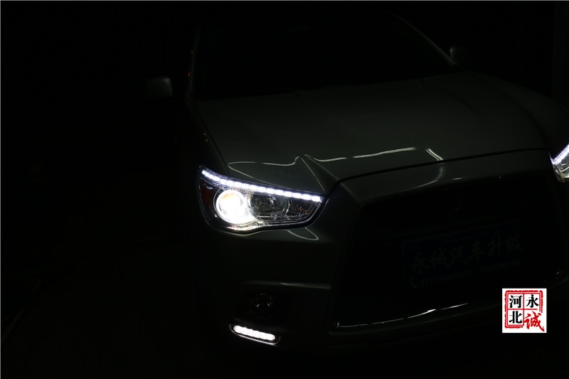 【永誠汽車】石家莊專業(yè)車燈升級，三菱翼神改裝氙氣燈，雙光透鏡，日行燈，天使眼紅色惡魔眼