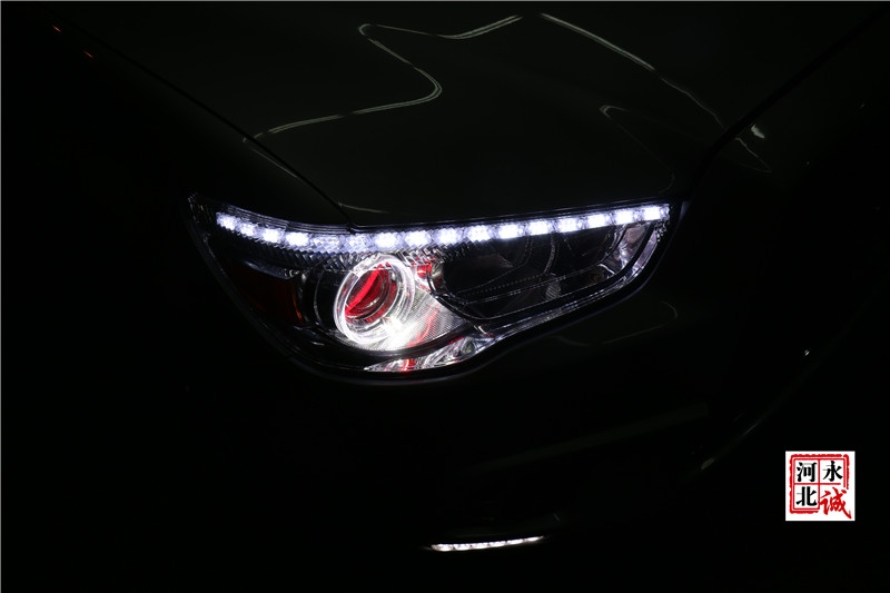 【永誠汽車】石家莊專業(yè)車燈升級，三菱翼神改裝氙氣燈，雙光透鏡，日行燈，天使眼紅色惡魔眼