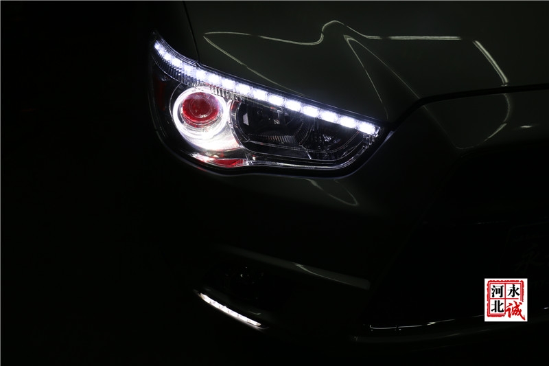 【永誠汽車】石家莊專業(yè)車燈升級，三菱翼神改裝氙氣燈，雙光透鏡，日行燈，天使眼紅色惡魔眼