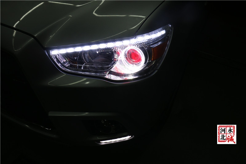 【永誠汽車】石家莊專業(yè)車燈升級，三菱翼神改裝氙氣燈，雙光透鏡，日行燈，天使眼紅色惡魔眼