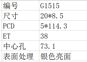 進(jìn)口輪轂GIOVANNA-1515黑色亮面及銀色亮面