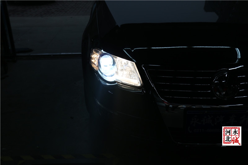 【永誠汽車】石家莊專業(yè)改燈，大眾邁騰改裝Q5透鏡+國產(chǎn)巖崎D3 LBS 5500K氙氣燈
