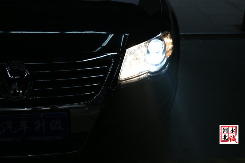 【永誠汽車】石家莊專業(yè)改燈，大眾邁騰改裝Q5透鏡+國產(chǎn)巖崎D3 LBS 5500K氙氣燈