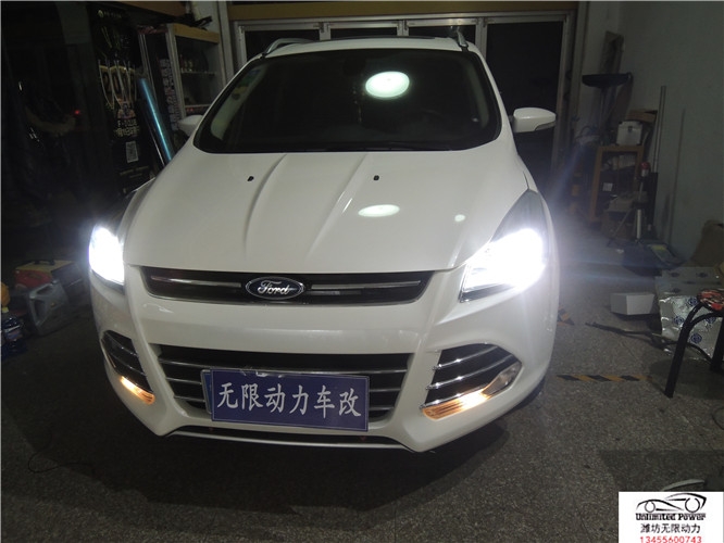 濰坊福特翼虎改燈,改裝LED天使眼