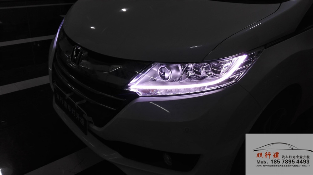 南寧雙行道車燈改裝-全新奧德賽LED大燈升級(jí)海拉5