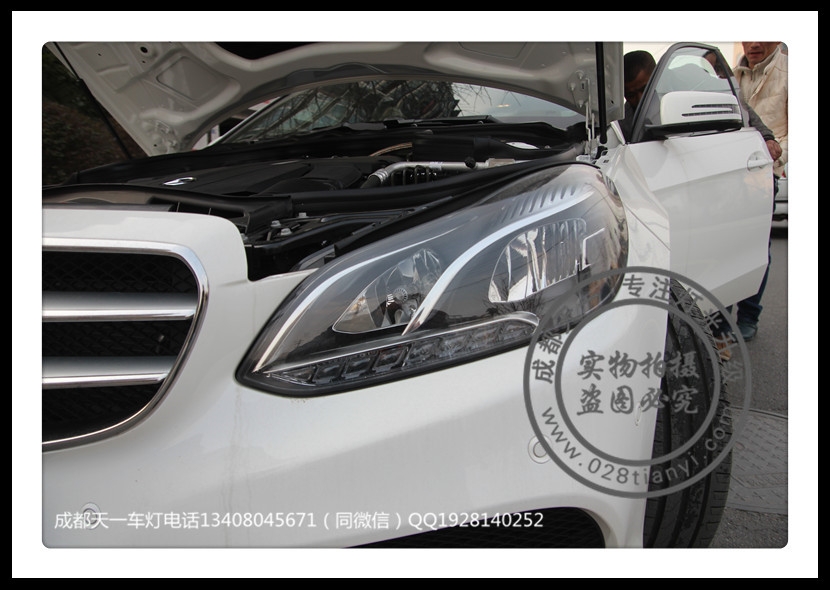 成都奔馳E260車燈改裝升級(jí)氙氣燈雙光透鏡