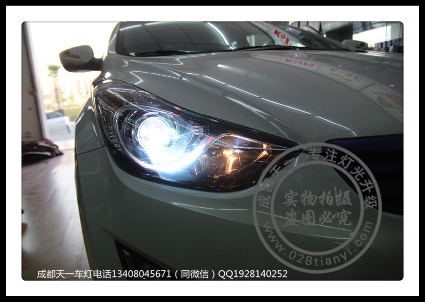 成都朗動(dòng)改裝車燈升級(jí)氙氣燈雙光透鏡日行燈