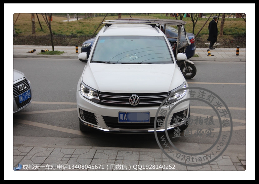 成都途觀改裝車燈升級(jí)氙氣燈雙光透鏡日行燈
