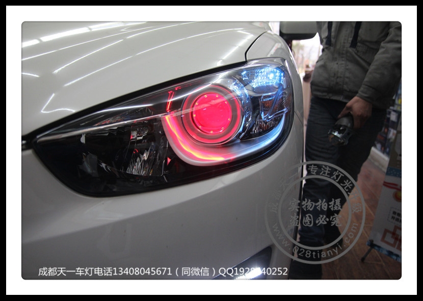 成都馬自達(dá)CX-5改裝車燈改裝氙氣燈雙光透鏡日行燈