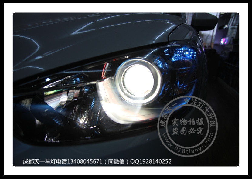 成都马自达CX-5改装车灯改装氙气灯双光透镜日行灯