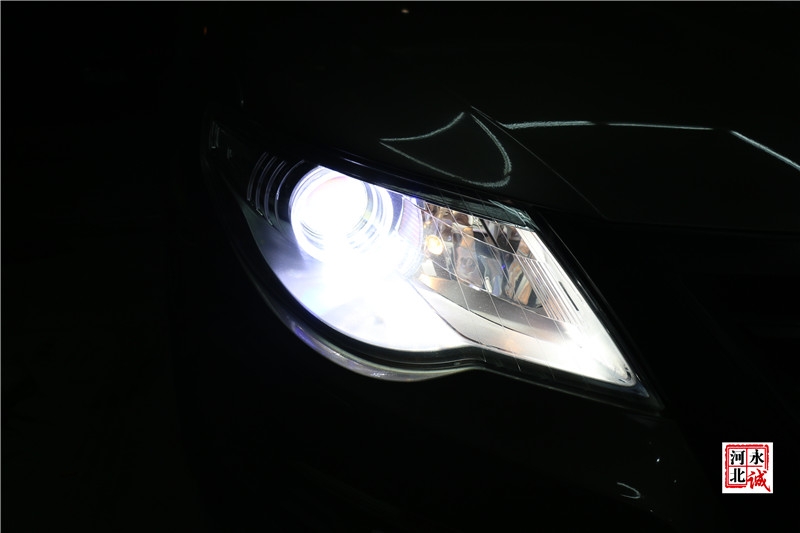 【永誠汽車】石家莊大眾CC改燈，貝雷帽透鏡+巖崎D1S氙氣燈+天使眼+藍(lán)色惡魔眼