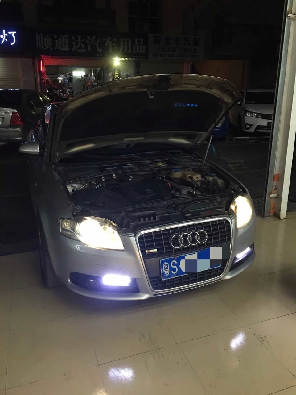 老奧迪a4車燈升級21點博世雙光透鏡    深圳光速車改改燈