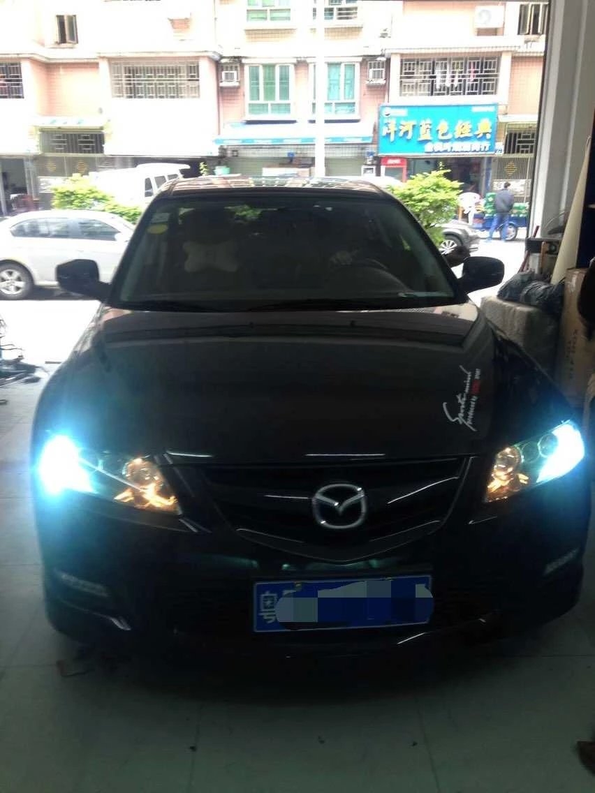 馬自達(dá)6燈光升級(jí)q5雙光透鏡     深圳光速車改改燈