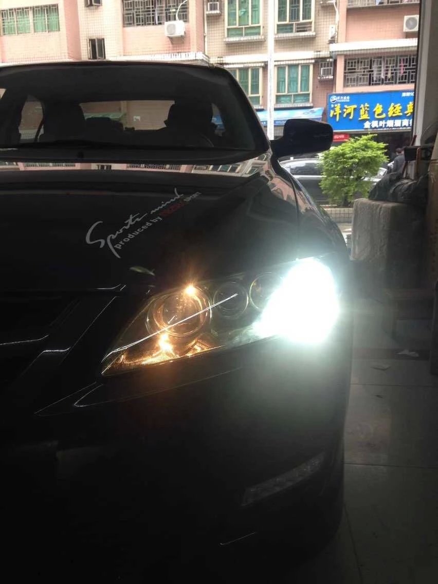 馬自達(dá)6燈光升級(jí)q5雙光透鏡     深圳光速車改改燈