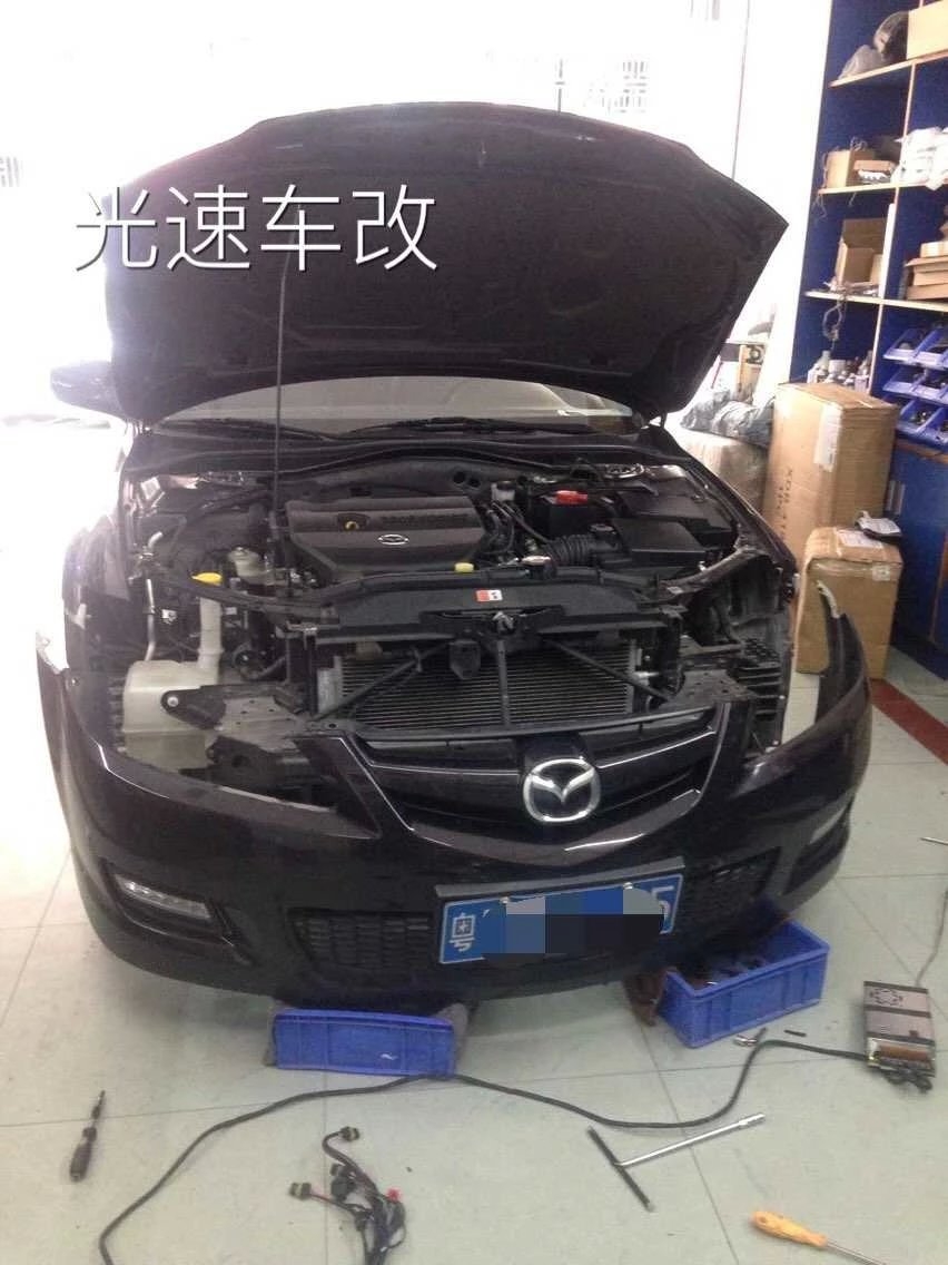 馬自達(dá)6燈光升級(jí)q5雙光透鏡     深圳光速車改改燈