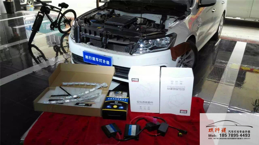 南寧雙行道車燈升級-《新朗逸》LED淚眼+天使眼，升級巖崎海拉5