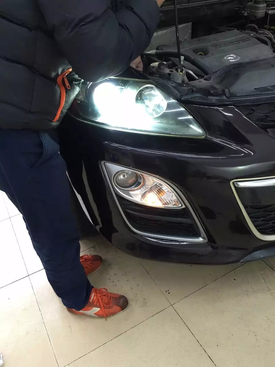 馬自達cx7燈光升級q5透鏡    深圳光速車改改燈