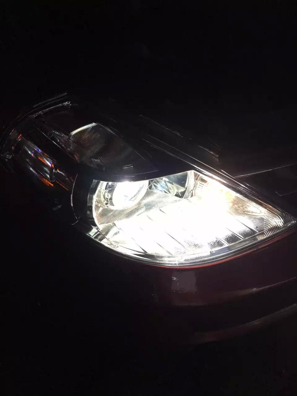 騏達大燈加裝Q5雙光透鏡    深圳光速車改改燈