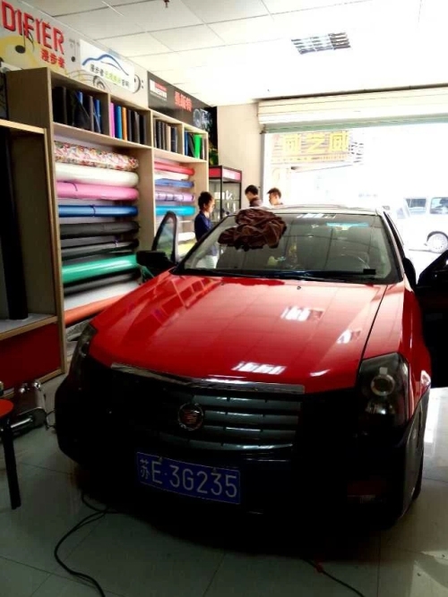 昆山凱迪拉克cts全車改色大紅