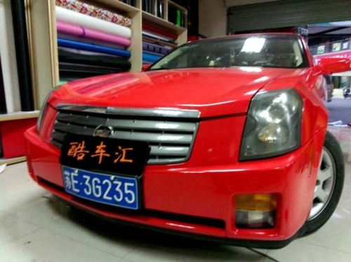 昆山凱迪拉克cts全車改色大紅
