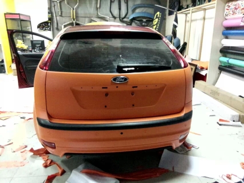 昆山福克斯全車改色 亞光橙