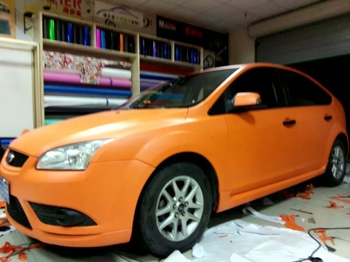 昆山福克斯全車改色 亞光橙