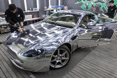 ASTON MARTINN阿斯頓馬丁 改色貼膜 PWF電鍍銀施工完成