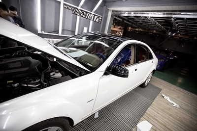 Mercedes-Benz 奔馳 S350 貼膜改色 貝殼白