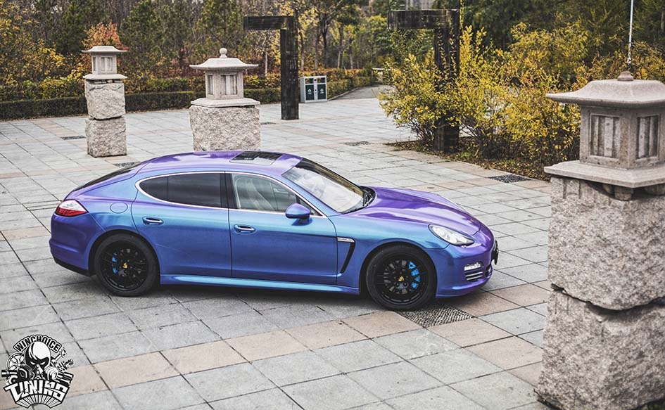 Porsche 保時捷 帕拉梅拉 改色貼膜 3M星光紫藍