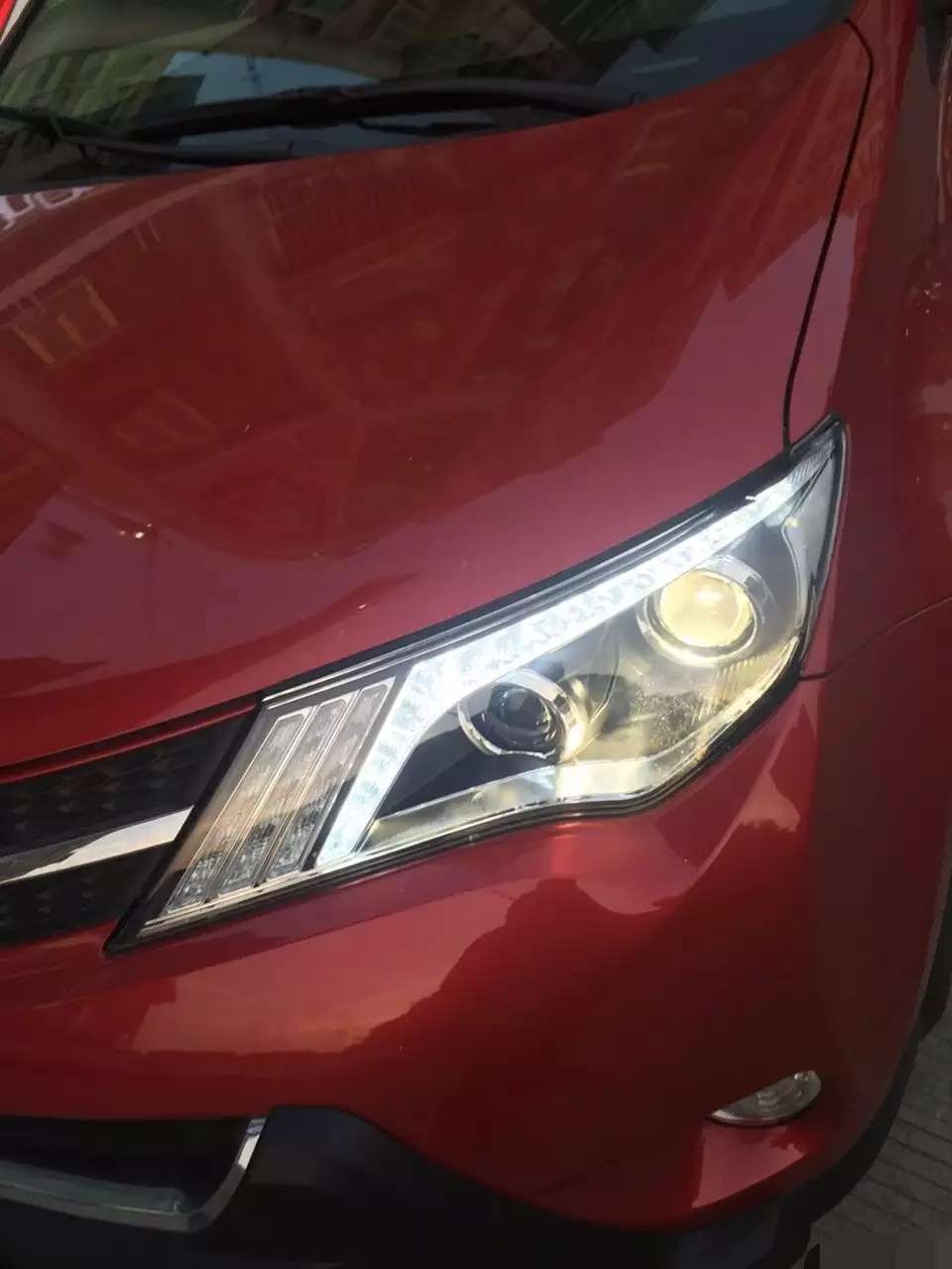 rav4燈光改裝淚眼大燈總成    深圳光速車改改燈