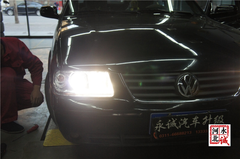 【永誠汽車】石家莊桑塔納3000改燈，Q5雙光透鏡+歐司朗4300K氙氣燈