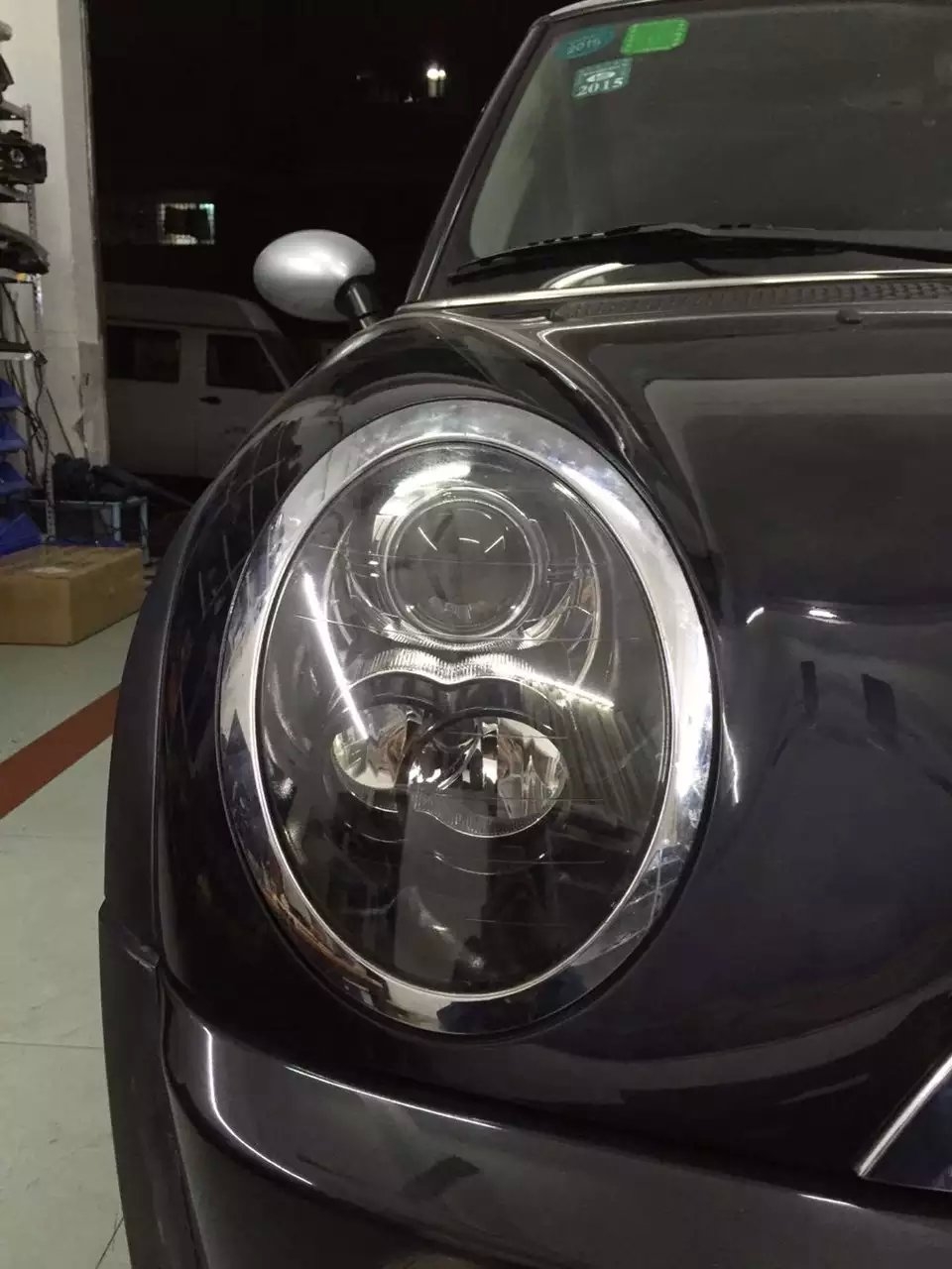 寶馬mini車升級(jí)Q5雙光透鏡    深圳光速車改改燈