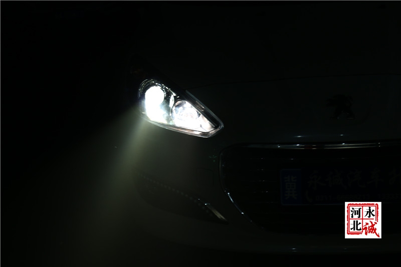 【永誠汽車】石家莊標(biāo)致308改燈，Q5雙光透鏡+歐司朗4300K氙氣燈+歐司朗安定器