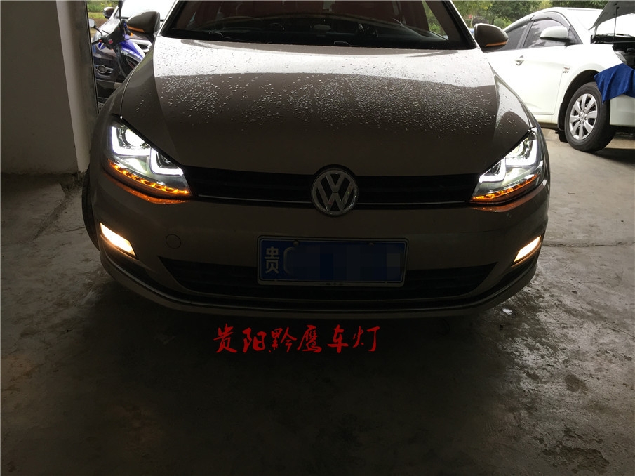 貴陽高爾夫7大燈改裝升級 LED雙U大燈，LED轉(zhuǎn)向 雙光透鏡