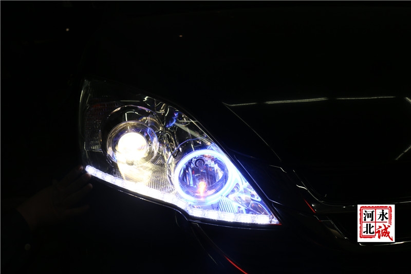 【永誠汽車】石家莊本田CRV改燈，Q5小糸透鏡+歐司朗D1S 4300K氙氣燈+LED日行燈