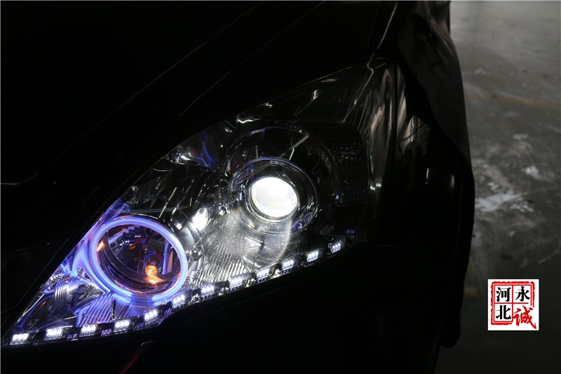 【永誠汽車】石家莊本田CRV改燈，Q5小糸透鏡+歐司朗D1S 4300K氙氣燈+LED日行燈