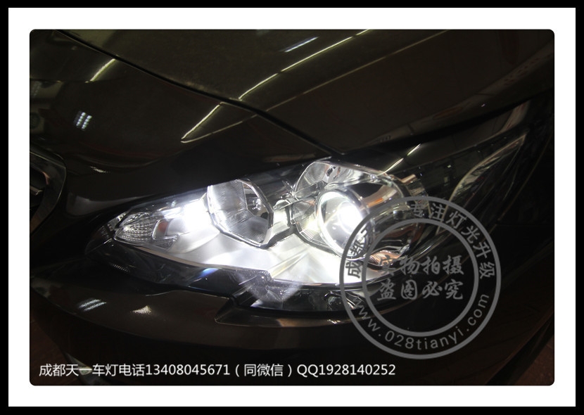 成都新款標(biāo)志408車燈改裝Q5\海拉雙光透鏡LED日行燈