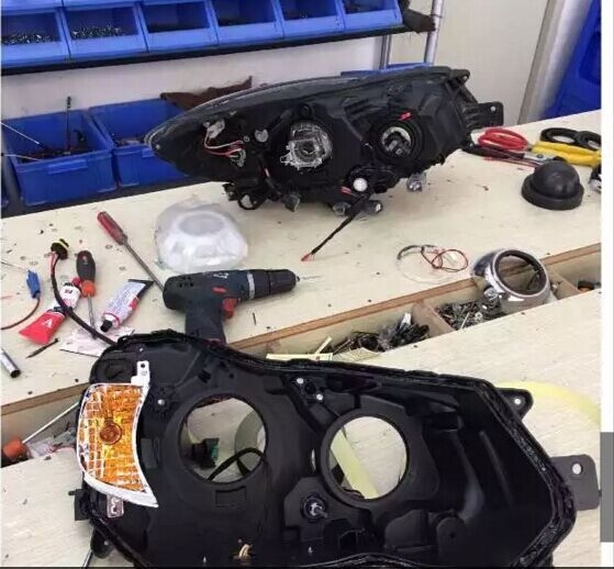 每日改燈作業(yè)：斯巴魯xb燈光升級(jí)奧迪Q5雙光透鏡  深圳光速車改改燈