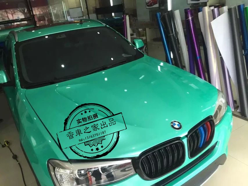深圳香車之家寶馬X4全車改蒂芙尼藍(lán)車身改色貼膜