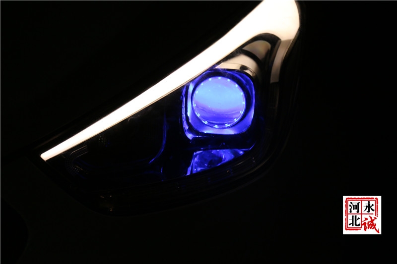 【永誠汽車】石家莊現(xiàn)代ix35改燈，Q5透鏡+巖崎5500K氙氣燈+歐司朗安定