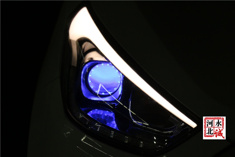 【永誠汽車】石家莊現(xiàn)代ix35改燈，Q5透鏡+巖崎5500K氙氣燈+歐司朗安定