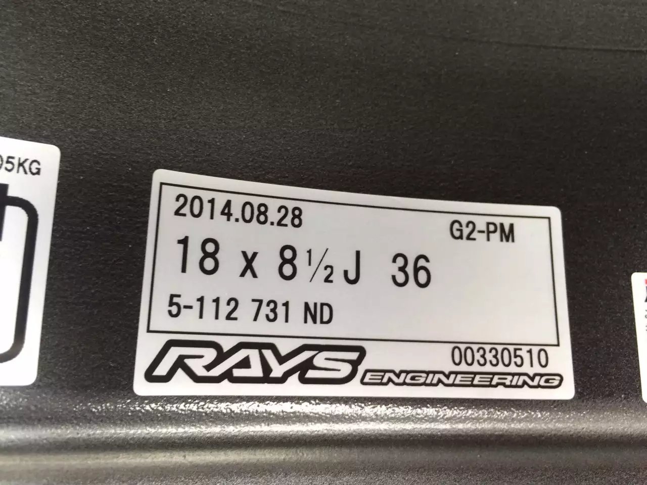 RAYS G2 鍛造，全新 18寸，8.5J ET36 5*112